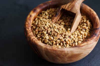 fenugreek in wooden bowl