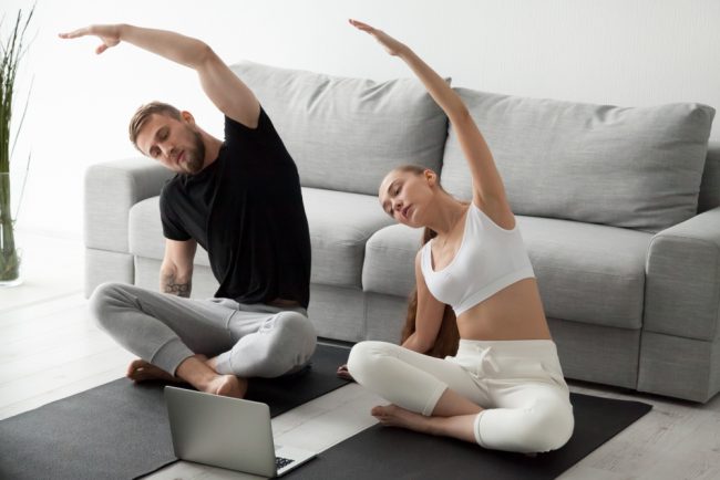 couple stretching
