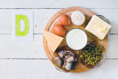 Foods containing vitamin D: cheese, eggs, mushrooms, milk, butter, peas, canned in oil
